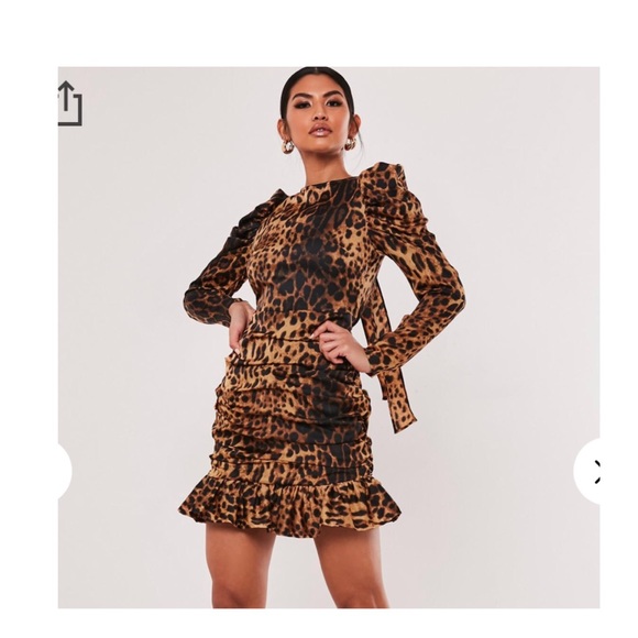 leopard puff sleeve dress